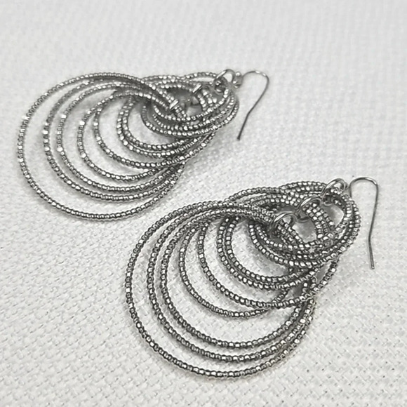 Lia Sophia Silver Sparkle Circle Statement Earrings - Picture 1 of 13